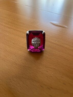 Kurt Geiger Fuchsia Pink Rectangular Cocktail Ring with Silver Accent: NWOT